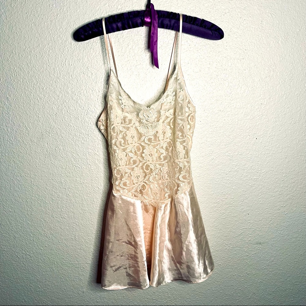 Vintage SEARS lace silky slip dress